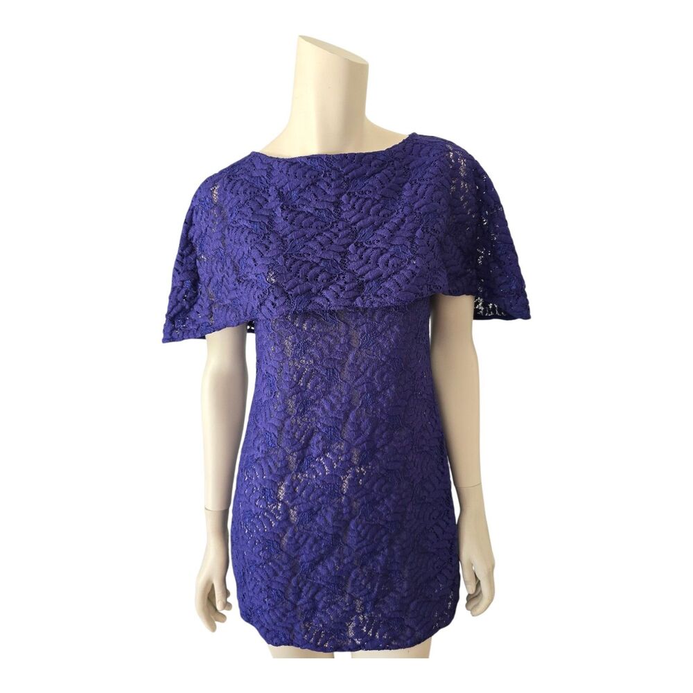 Anne Fontaine Sheer Lace Blouse Dress Blue 38 4 6
